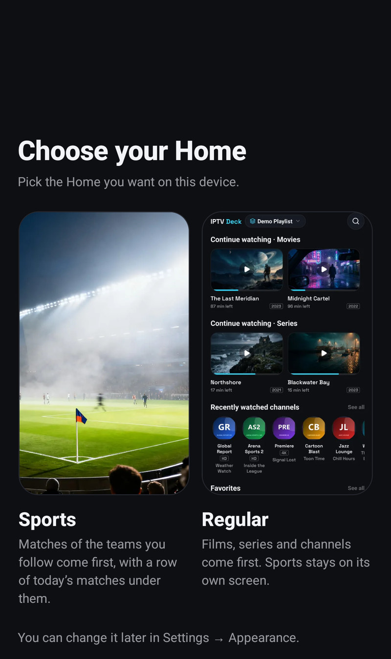 The Choose your Home screen on a phone
